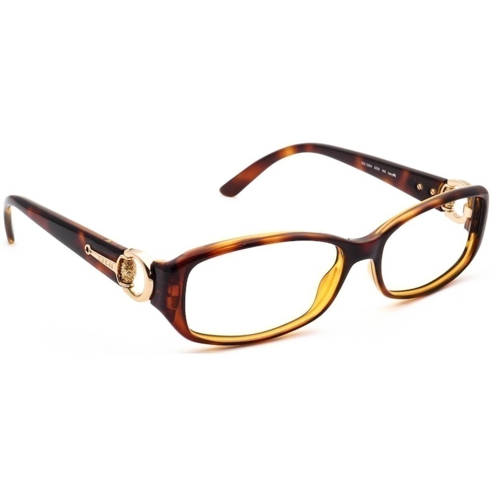 Gucci Eyeglasses GG 3204 UOO Tortoise & Gold Rectangular Frame Italy